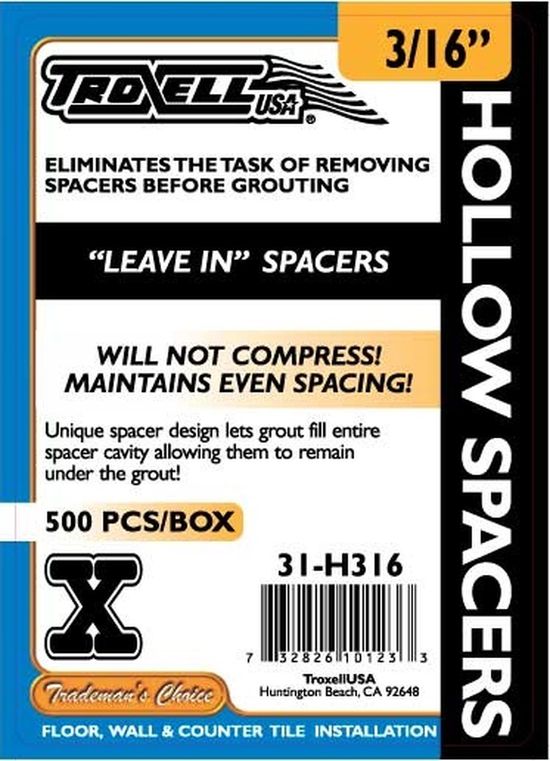 Hollow Spacers Leave-In 3/16" (Pack of 500)