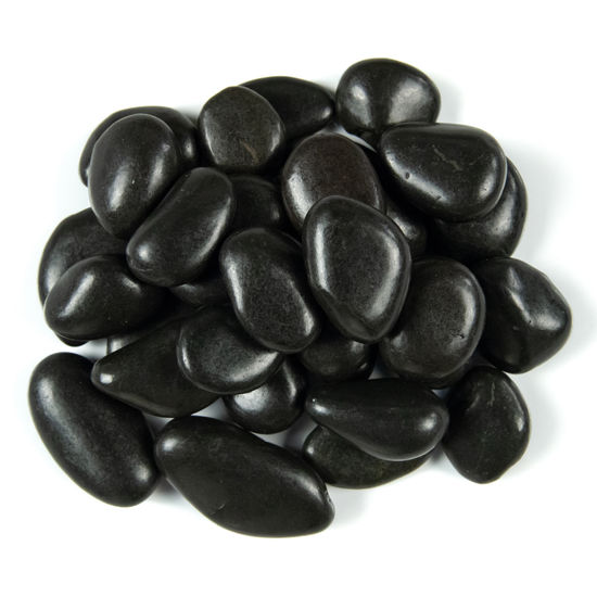 Medium River Stones Piedra Pebbles Black Super Polished 20 lb