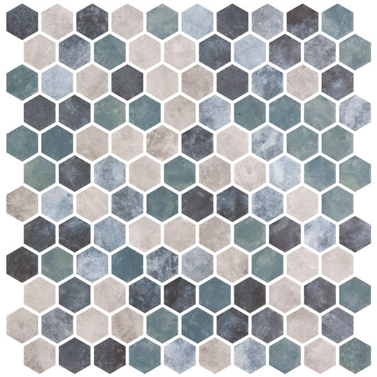 Mosaic Tiles Hex Ecostone Frisia Silver Mat 12" x 12"