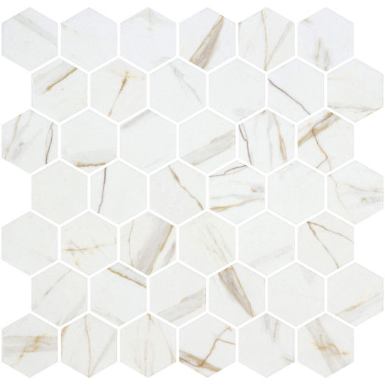 Mosaic Tiles Hex XL Ecostones Matte Calacatta Gold 11-1/4" x 11-3/16"
