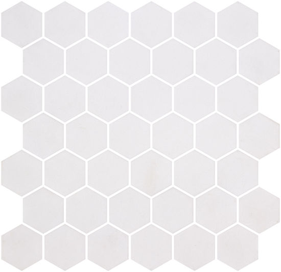 Mosaic Tiles Hex XL NatureGlass Matte White 12" x 12"
