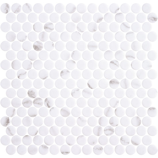 Mosaic Tiles Penny Ecostone Venato White Mat 11" x 11"