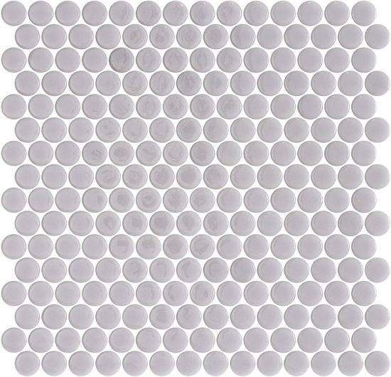 Mosaic Tiles Penny Shiny Smooth Grey Lustré 11" x 11"