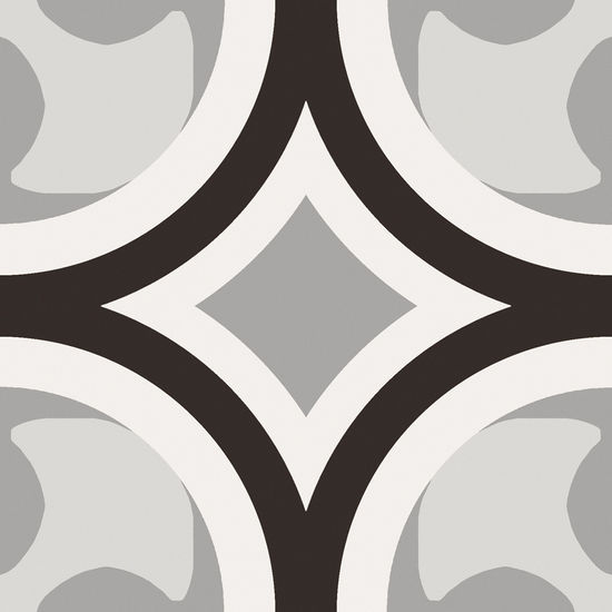 Floor Tiles Patchwork Black & White 01 Matte 8" x 8"