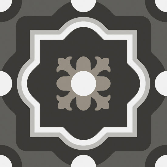 Floor Tiles Patchwork Black & White 04 Matte 8" x 8"
