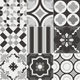 Tuiles plancher Patchwork Black and White Mix Mat 8" x 8"
