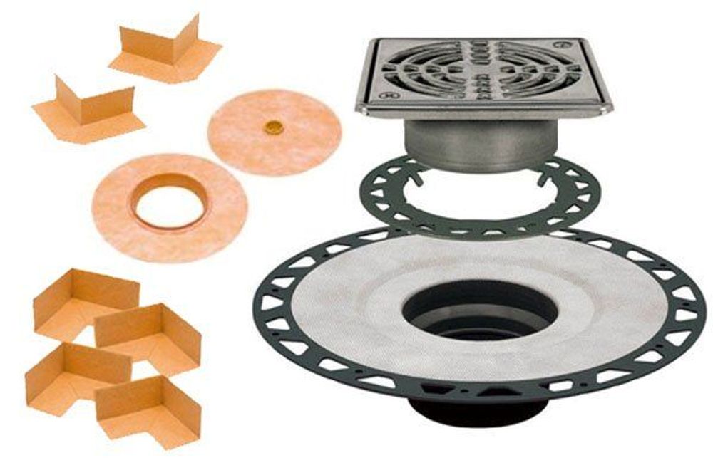 Schluter KERDIDRAIN Drain Kit ABS Plastic Flange 2" with Stainless Steel Square Grate 6" (KD2