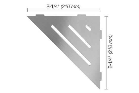 SHELF-E Triangular Corner Shelf Wave Design - Brushed Stainless Steel (V2)