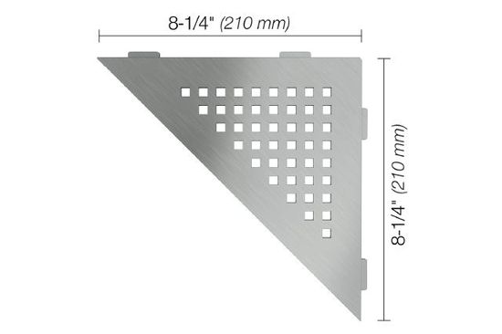 SHELF-E Triangular Corner Shelf Square Design - Brushed Stainless Steel (V2)