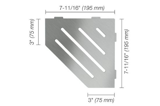 SHELF-E Pentagonal Corner Shelf Wave Design - Brushed Stainless Steel (V2)