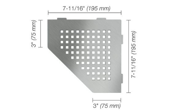 SHELF-E Pentagonal Corner Shelf Square Design - Brushed Stainless Steel (V2)