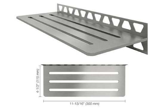 Shelf-W Rectangular Wall Shelf Wave Design - Brushed Stainless Steel (V2) 