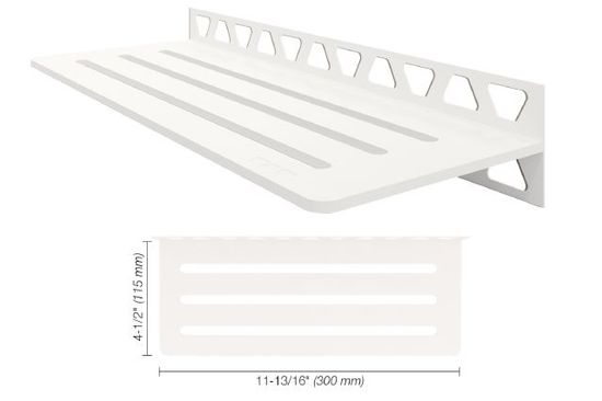 Shelf-W Rectangular Wall Shelf Wave Design - Aluminum Matte White 