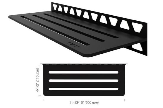 Shelf-W Rectangular Wall Shelf Wave Design - Aluminum Matte Black 