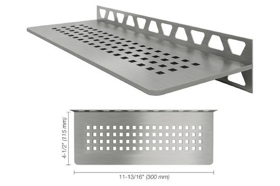 Shelf-W Rectangular Wall Shelf Square Design - Brushed Stainless Steel (V2) 