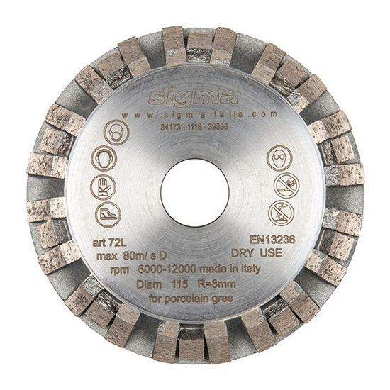 Long Life Diamond Grinding Wheel - Diameter 115 mm / Hole 22.2 mm / Radius 8 mm