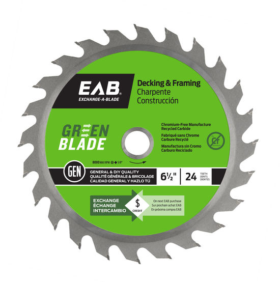 Framing Saw Blade Green Blade 24-Tooth 6-1/2"