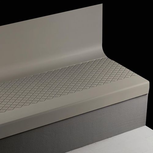 Johnsonite Angle Fit Rubber Stair Tread with Integrated Riser Diamond 48 Grey 48" FloorBox