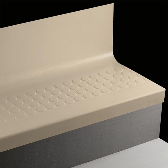Angle Fit Rubber Stair Tread with Integrated Riser Raised Round #09 Clay 54"