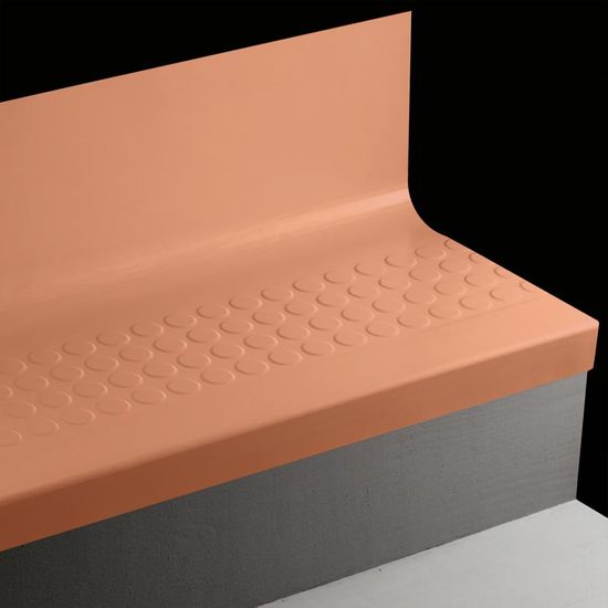 Angle Fit Rubber Stair Tread with Integrated Riser Raised Round #62 Tangerine Tango 36"