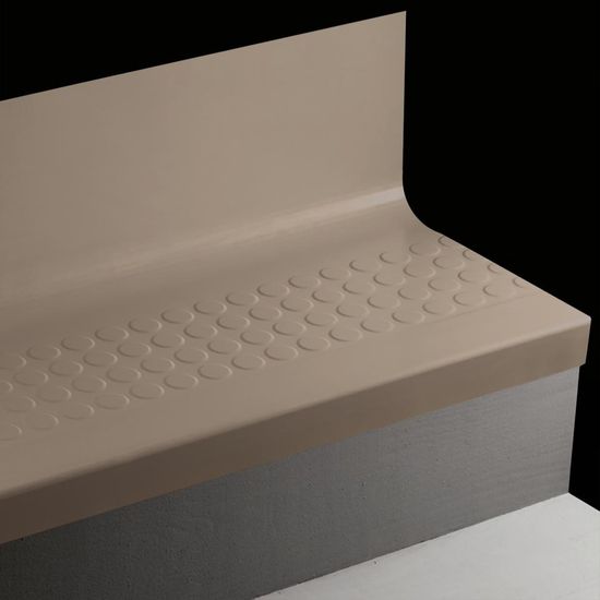 Angle Fit Rubber Stair Tread with Integrated Riser Raised Round #76 Cinnamon with Insert 36"