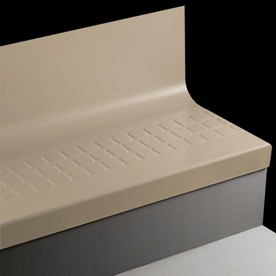 Angle Fit Rubber Stair Tread with Integrated Riser Raised Square #09 Clay with Grit tape 108"