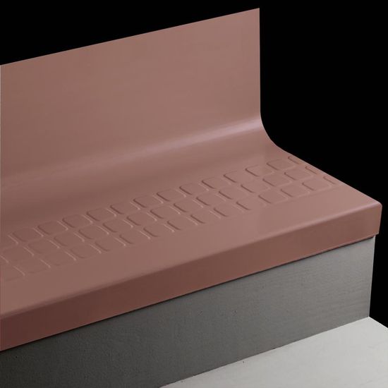 Angle Fit Rubber Stair Tread with Integrated Riser Raised Square #163 Salsa with Grit tape 54"