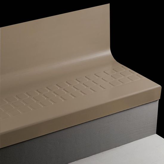 Angle Fit Rubber Stair Tread with Integrated Riser Raised Square #101 Seaweed with Insert 72"