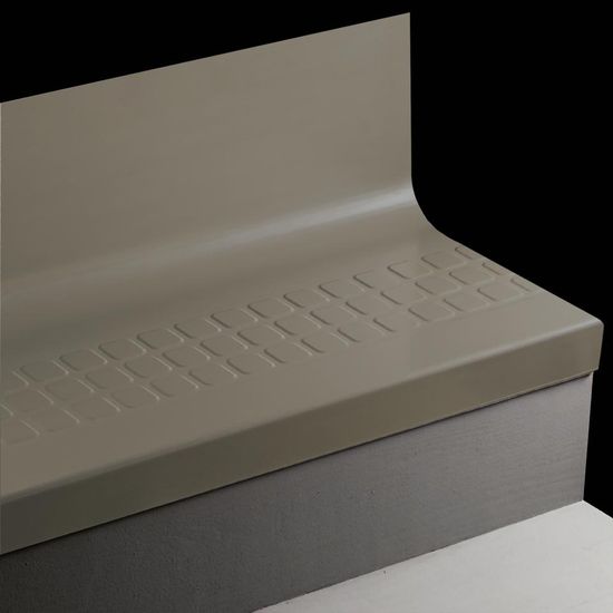Angle Fit Rubber Stair Tread with Integrated Riser Raised Square #168 Thunder with Insert 36"