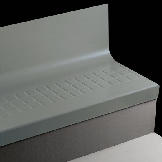 Angle Fit Rubber Stair Tread with Integrated Riser Raised Square #58 Windsor Blue with Insert 96"