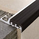 Profilé pour marche Prostair aluminium naturel avec insert en résine de vinyle/caoutchouc - Noir - 12.5 Mm