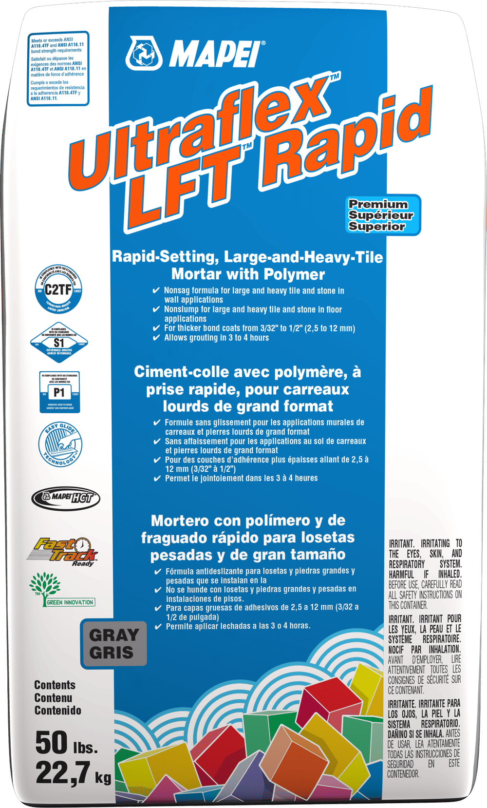 Mapei Ultraflex LFT Rapid FastSetting Large & Heavy Tile Mortar, Gray