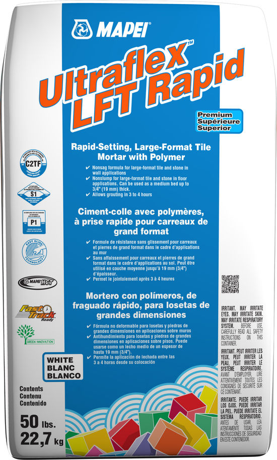 Ultraflex LFT Rapid Ciment-colle à prise rapide pour carreaux lourds de grand format, Blanc - 50 lb