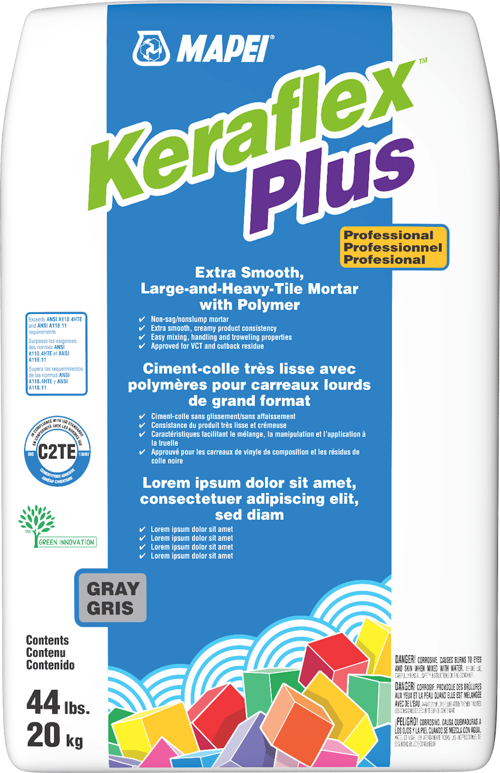 Mapei Keraflex Plus Extra Smooth Large & HeavyTile Mortar, Gray 44