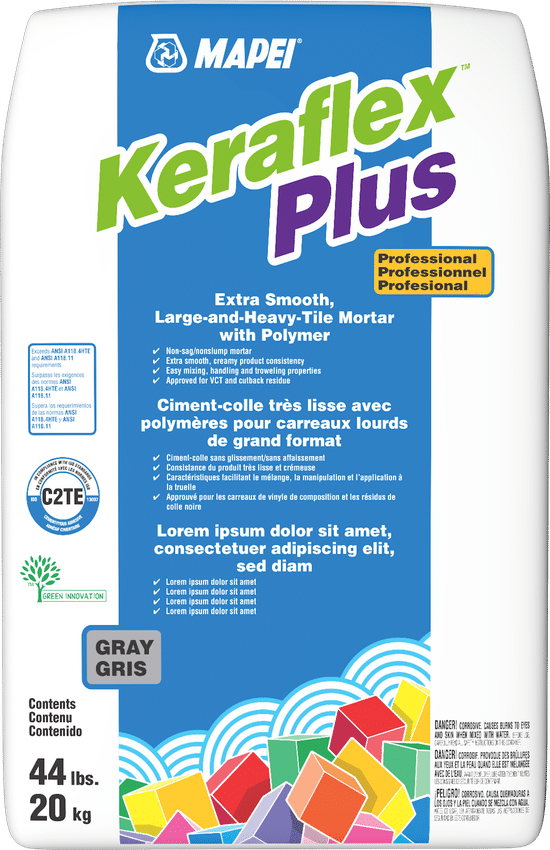 Keraflex Plus Ciment-colle très lisse pour carreaux lourds de grand format, Gris - 44 lb