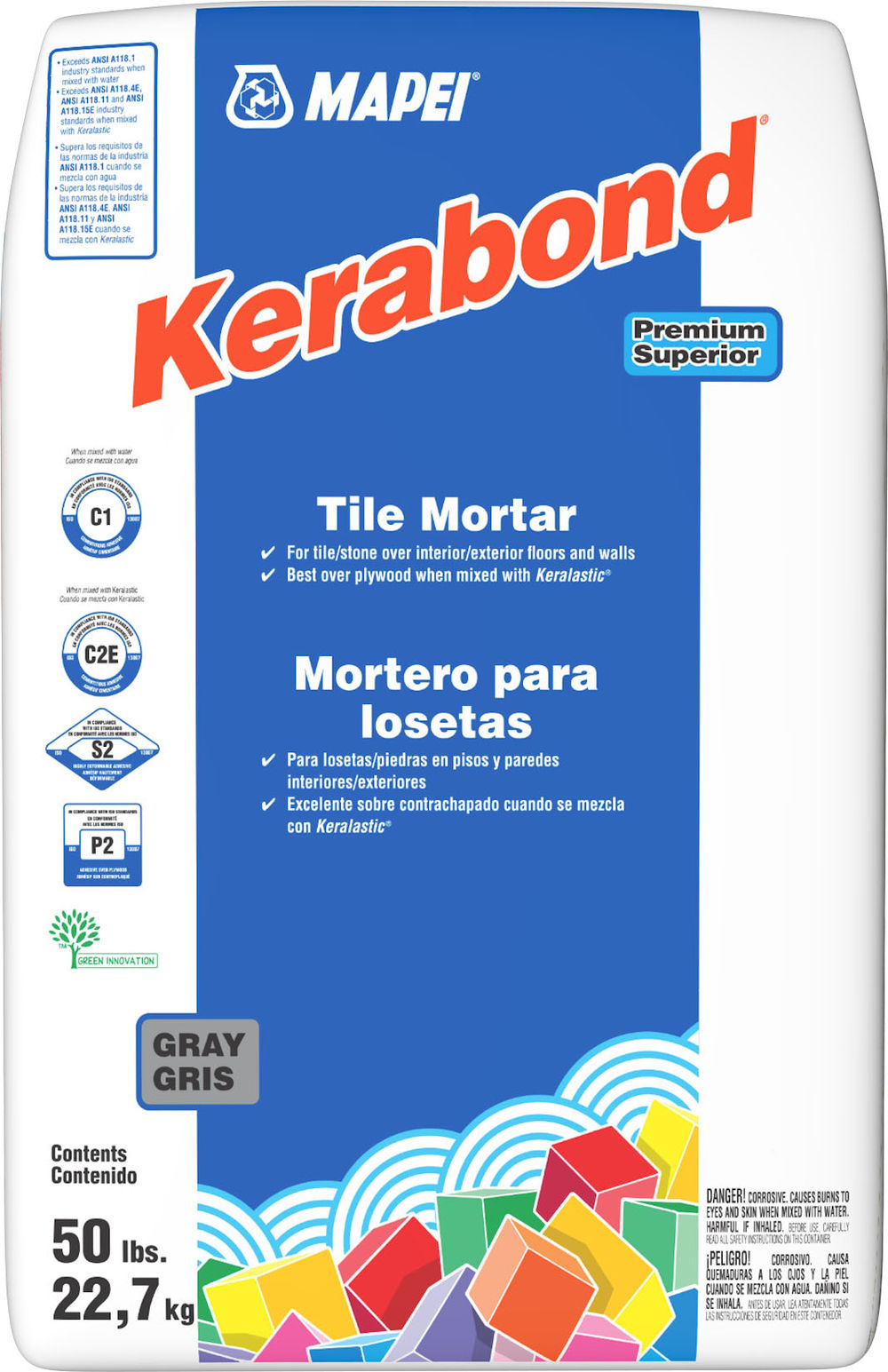 Mapei Kerabond Premium Tile Mortar, Gray 50 lb (002005021) FloorBox