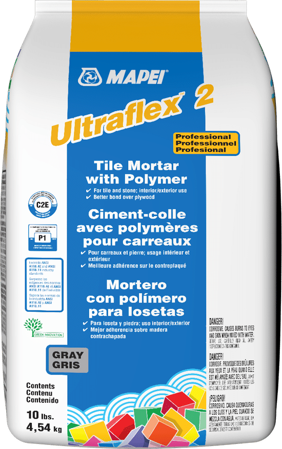 Ultraflex 2 Professional Tile Mortar with Polymer, Gray - 10 lb
